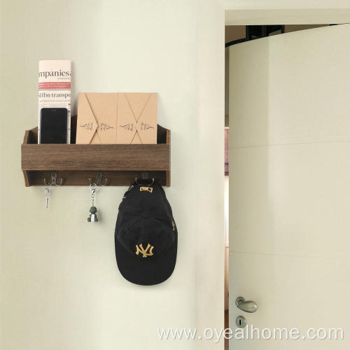 Rustic Wood Mail Organizer with 2-Way Hooks